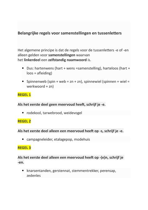 Belangrijke Regels Voor Samenstellingen En Tussenletters Dus