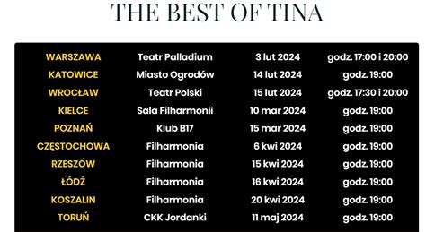 Koncert The Best Of Tina Turner Lista Miast I Bilety Tvs Pl