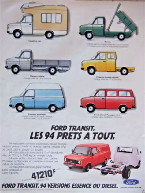 PUBLICITÉ DE PRESSE 1981 Ford Transit Les 94 Prets A Tout Advertising