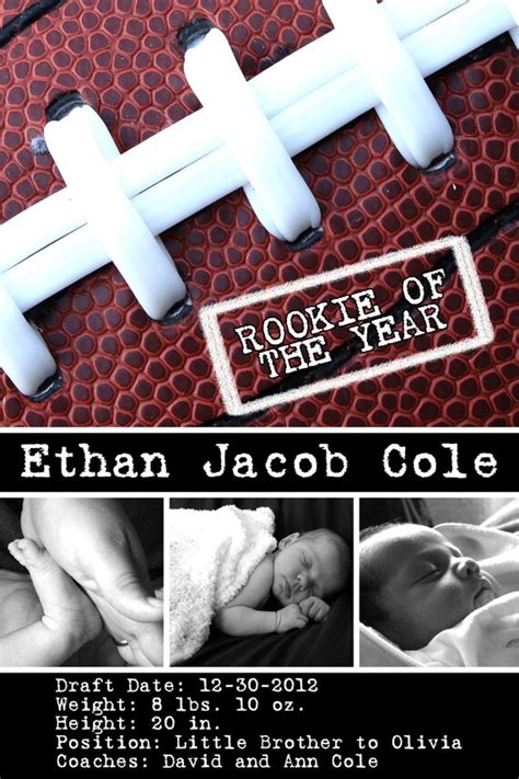 Items Similar To Printable Rookie Of The Year Football Birth