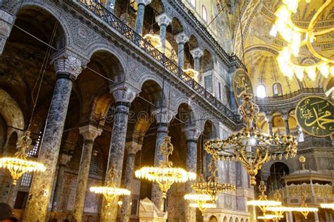 Hagia Sophia Grand Mosque Museum Interior In Istanbul Turkey Editorial