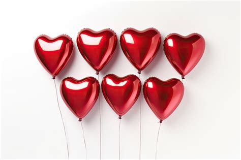 Premium Photo Red Heart Shaped Foil Balloons Isolated On White