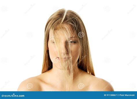 Girl With Long Blond Human Hair Stock Image Image Of Bleached Close