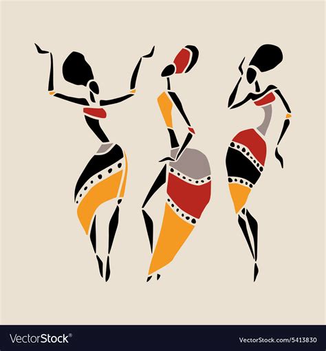 African Dancers Silhouette Set Royalty Free Vector Image