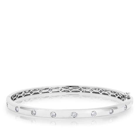 14kt White Gold Sparkle Full Diamond Bangle Bracelet Diamond Bangle Diamond Bangles Bracelet