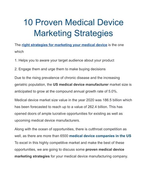 Ppt 10 Proven Medical Device Marketing Strategies Powerpoint Presentation Id 11783624