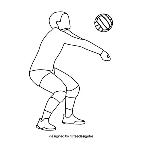 Volleyball player black and white clipart free download