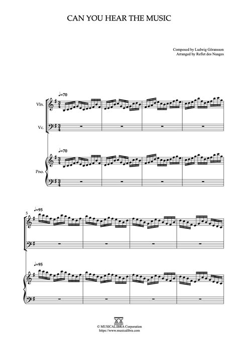 Trio Sheet Music Can You Hear The Music Violin Cello And Piano