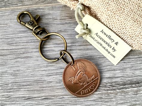 Old Irish Penny Keyring Harp Keychain Irish Penny Th Birthday