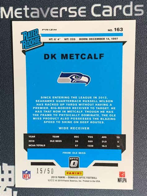 Panini Donruss Optic Football Purple Prizm Rated Rookie Dk Metcalf