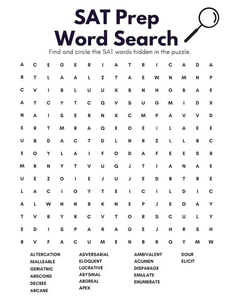 Sat Word Search Pdf English Language College Prep High School Test