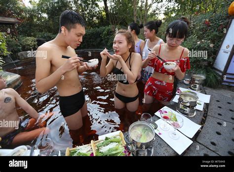 Customers Have Hot Pot Meals While Taking A Health Bath In A Hot Spring In Hangzhou City East