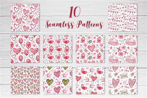 Watercolor Valentines Day Seamless Patterns By Kiraartstory