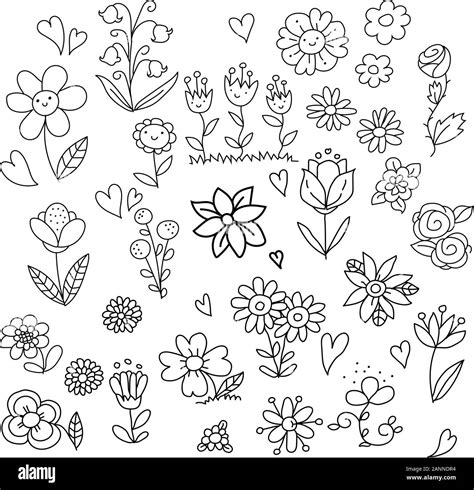 Set of spring flower doodles Stock Vector Image & Art - Alamy