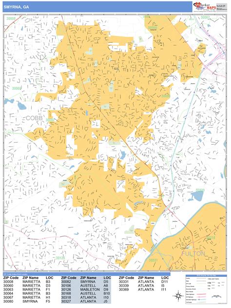 Smyrna Georgia Wall Map Basic Style By Marketmaps Mapsales