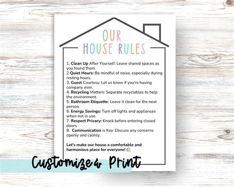 Free printable house rules template, Download Free printable house