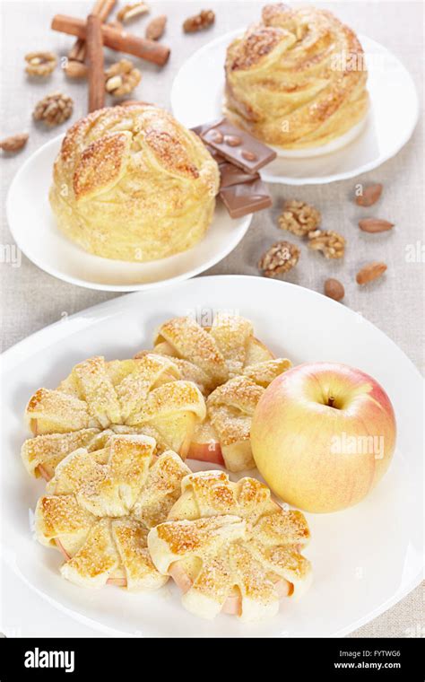 Apples Baked In Puff Pastry Stock Photo Alamy