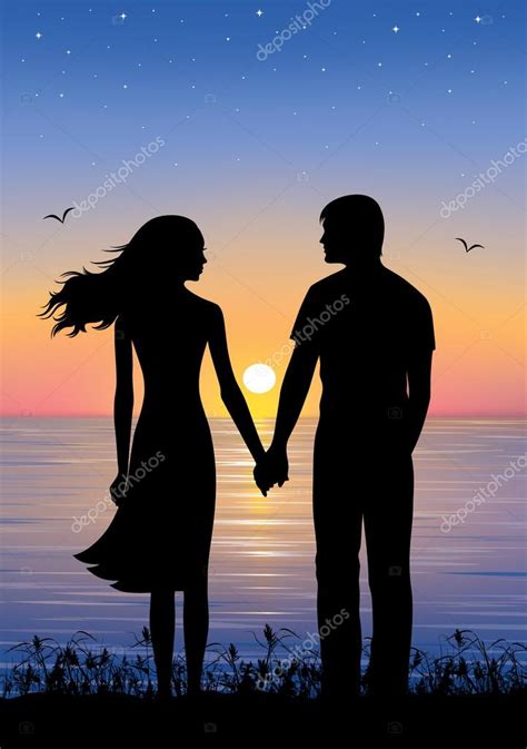 Couple Silhouette Holding Hands