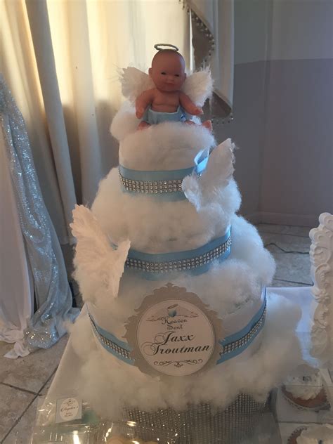 Heaven Sent Diaper Cake By Sweetiesgoldenart Baby Diaper Cake Baby