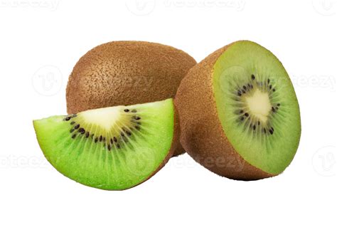 Half Of Ripe Green Kiwi Isolated On White Background With Clipping