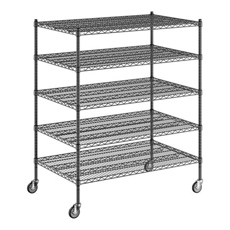 Regency 30 X 48 X 60 Nsf Black Epoxy Mobile Wire Shelving Starter Kit With 5 Shelves