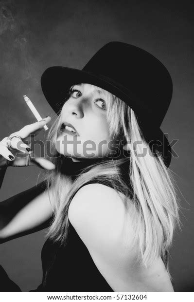 Sexy Blonde Woman Smoking Cigarette Fashion Stock Photo 57132604 Shutterstock
