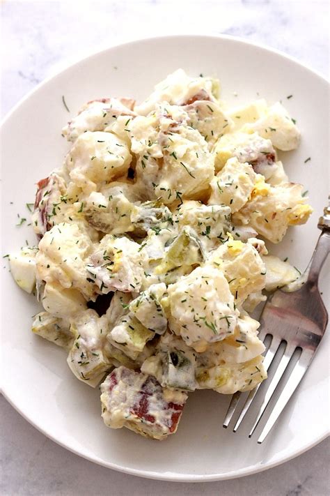 Creamy And Chunky Potato Salad With Pickles And Eggs Tossed With Creamy Dill Dressing Pe