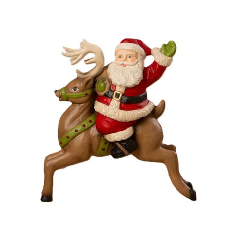 Retro Santa Riding Reindeer by Bethany Lowe