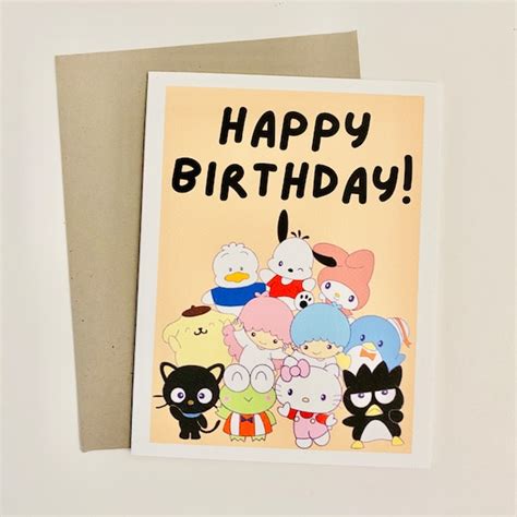 Sanrio Birthday Card Cute Birthday Card Personalized Card Etsy