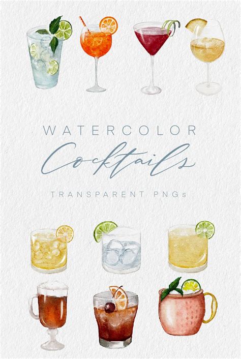 Watercolor Menu Watercolor Images Watercolor Drawing Watercolor Illustration Cocktail Menu