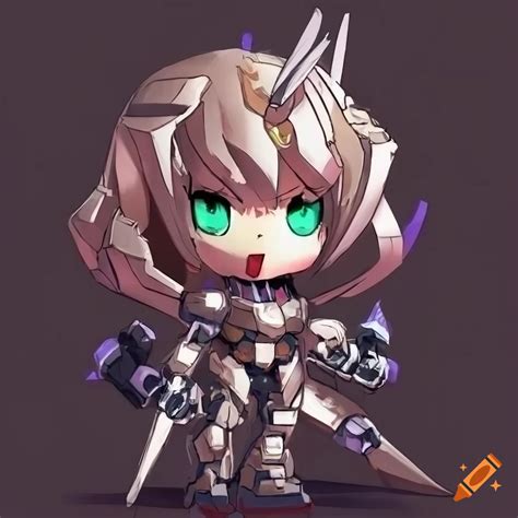 Illustration Of A Metallic Samurai Robot In Chibi Style On Craiyon