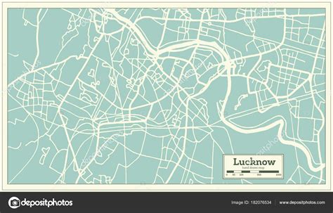 Lucknow India City Map in Retro Style. Outline Map. Stock Vector Image ...