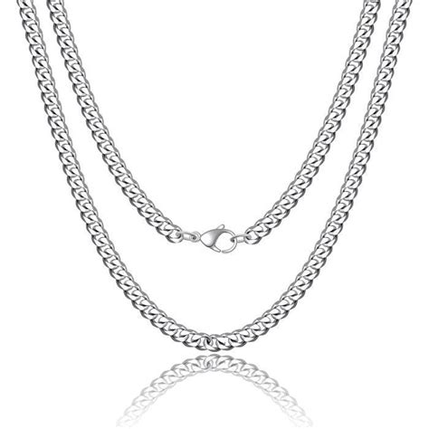 Collier Cubain Pour Hommes 3Mm 6Mm 9Mm Argent Chaîne En Acier