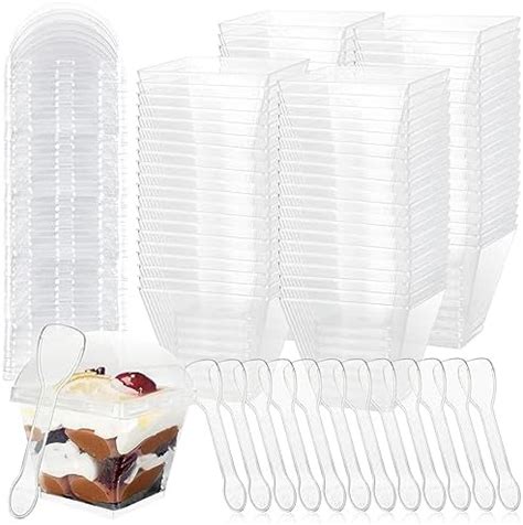 SENENQU 100 Pack Mini Dessert Cups 4oz 120ml Plastic Dessert Cups