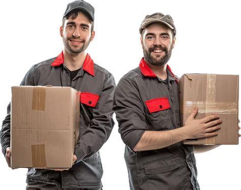 Smiling Delivery Man Holding Cardboard Boxes 46006362 Png