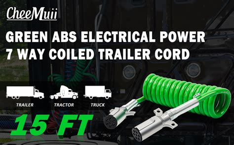 Cheemuii Way Coiled Trailer Cord Ft Green Abs Electrical Power