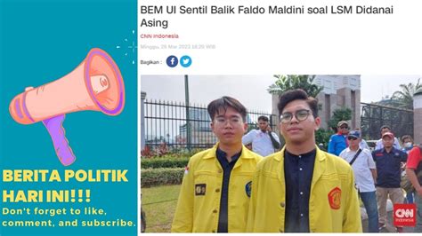 BEM UI Sentil Balik Faldo Maldini Soal LSM Didanai Asing Beritaterkini