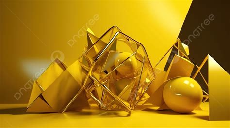 Bentuk Geometris Kuning Dalam Rendering 3d Abstrak Geometris 3d