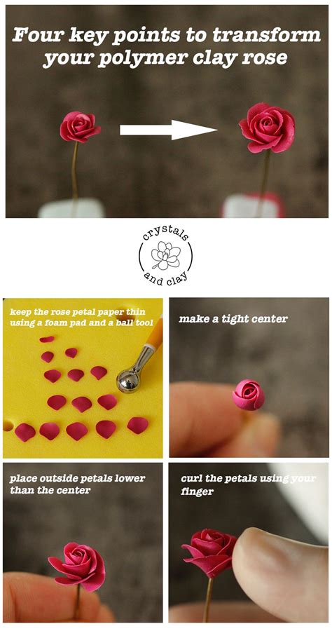 How To Make A Realistic Polymer Clay Rose Polymer Clay Diy Polymer