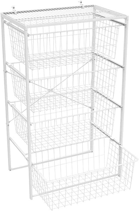 Closetmaid Wire Basket 4 Drawer Organizer Unit With Shelf For Pantry