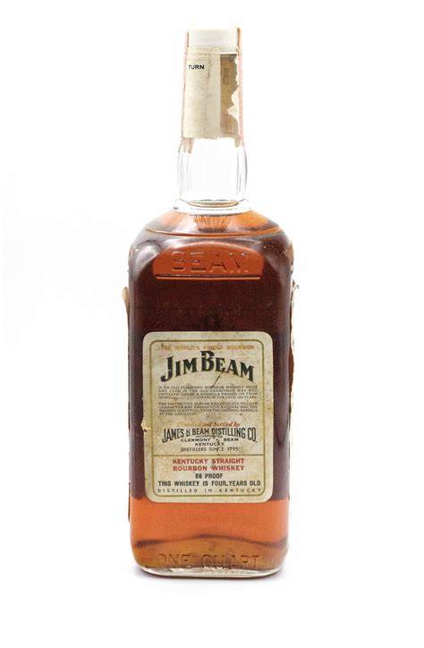 Jim Beam 4 Year Old 1970s 1 Quart Kentucky Straight Bourbon Whiskey