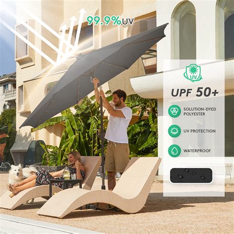 Snapklik Jearey Upgrade Ft Led Lighted Patio Umbrella Solar