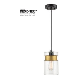 Dionne 1 Light Matte Black Pendant With Brass Accents And Clear Glass