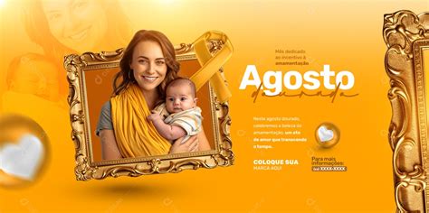 Banner Agosto Dourado Incentivo a Amamentação Social Media PSD Editável