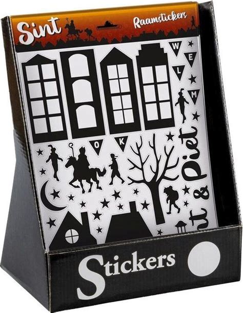 2x Vellen Met Sinterklaas Raamstickers Zwart Raam Decoratie