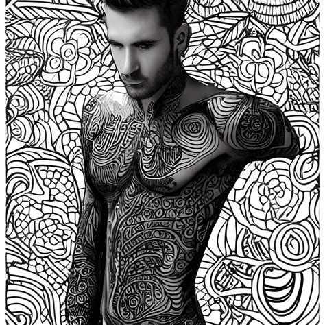 Line Art Adult Coloring Page Beautiful Masculine Man Creative Fabrica