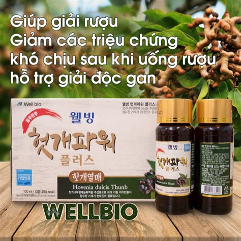 NƯỚc GiẢi RƯỢu BỔ Gan Wellbio HÀn QuỐc 100ml10 Chai Shopee Việt Nam