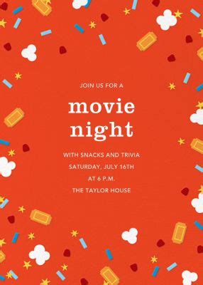 Movie Night Invitations | Send online instantly | RSVP tracking