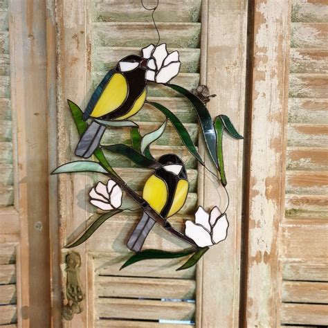 Stained Glass Birds Birds Suncatcher Birdart Stained Etsy