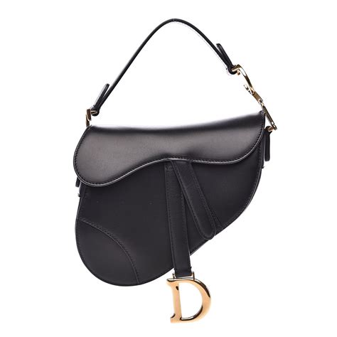 CHRISTIAN DIOR Calfskin Mini Saddle Bag Black 528580